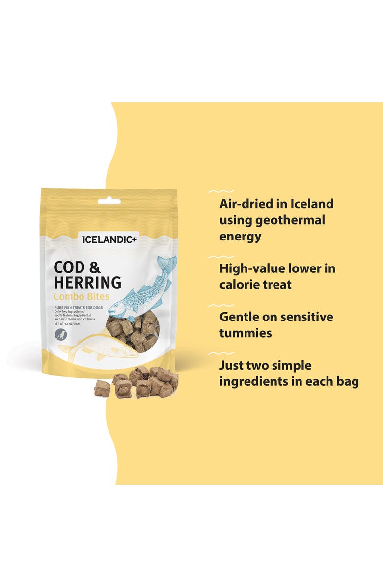 ICELANDIC+ Cod & Herring Combo Bites Dog Treat 3.0Oz Bag, Alternate, color,