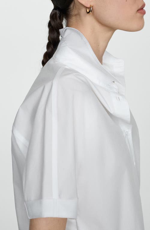 Shop Mango Crop Cotton Poplin Button-up Shirt In Off White