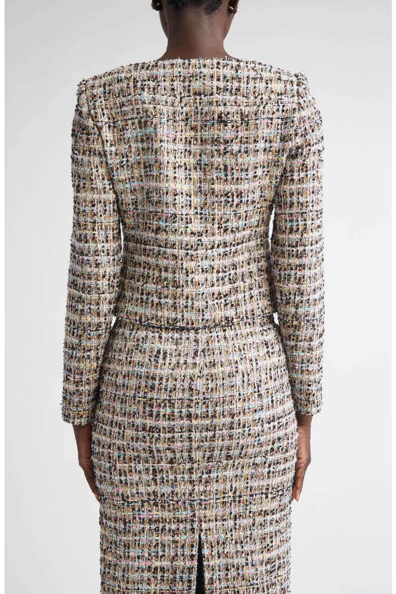 Metallic Tweed Jacket, Alternate, color, AQUA/ BLACK