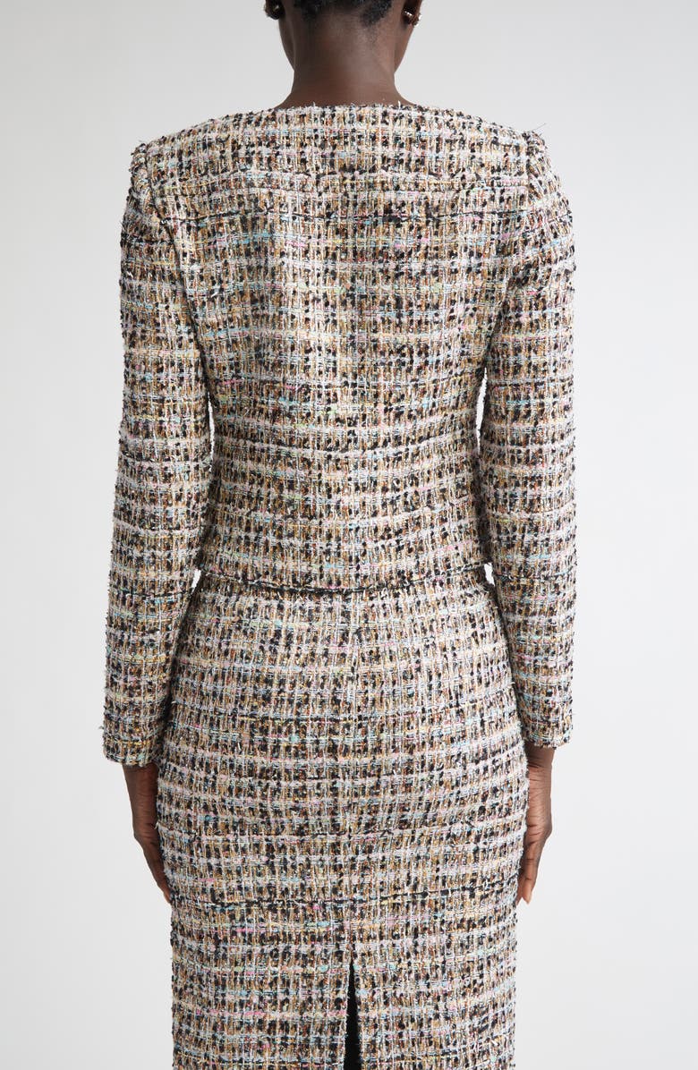 ST. JOHN Metallic Tweed Jacket, Alternate, color, Aqua/ Black