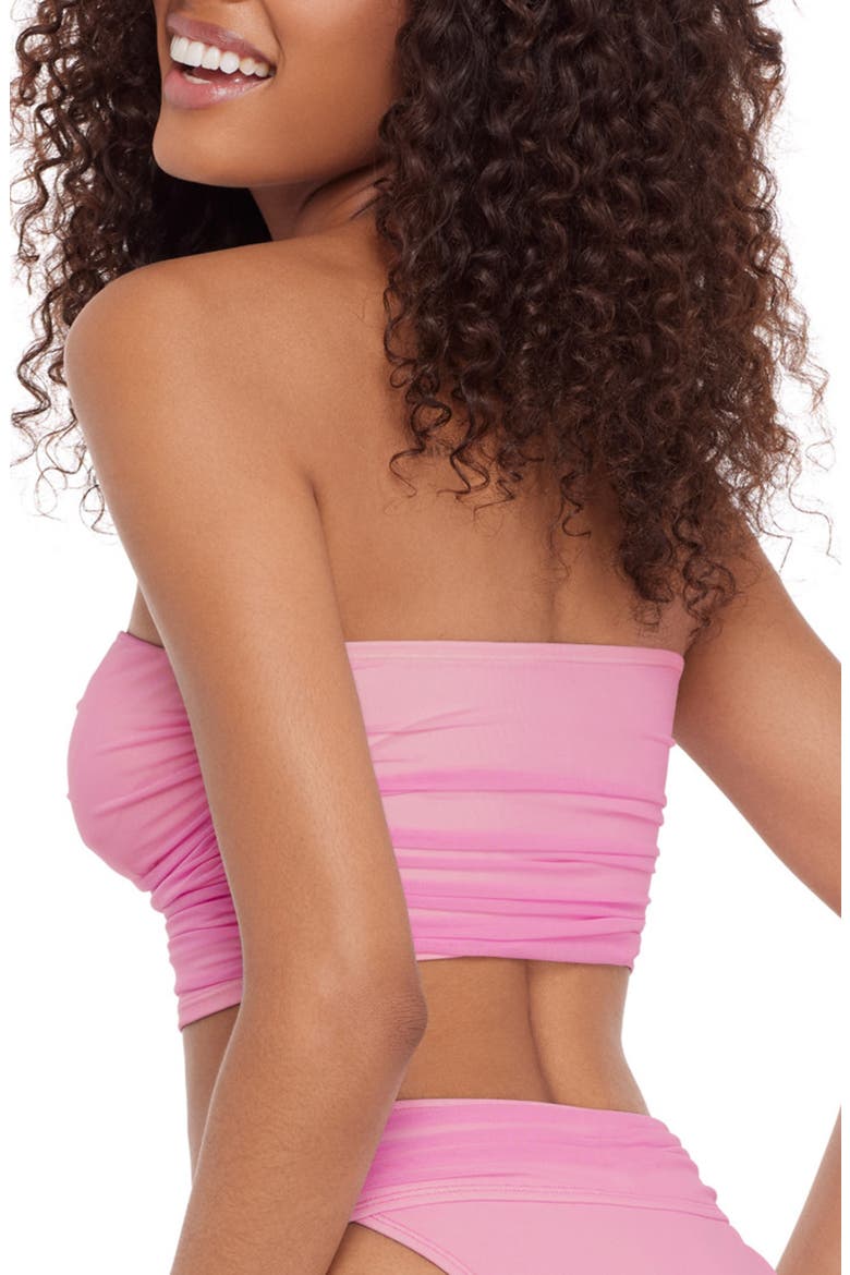 Faux Pearl Keyhole Strapless Bikini Top, Alternate, color, ORCHID