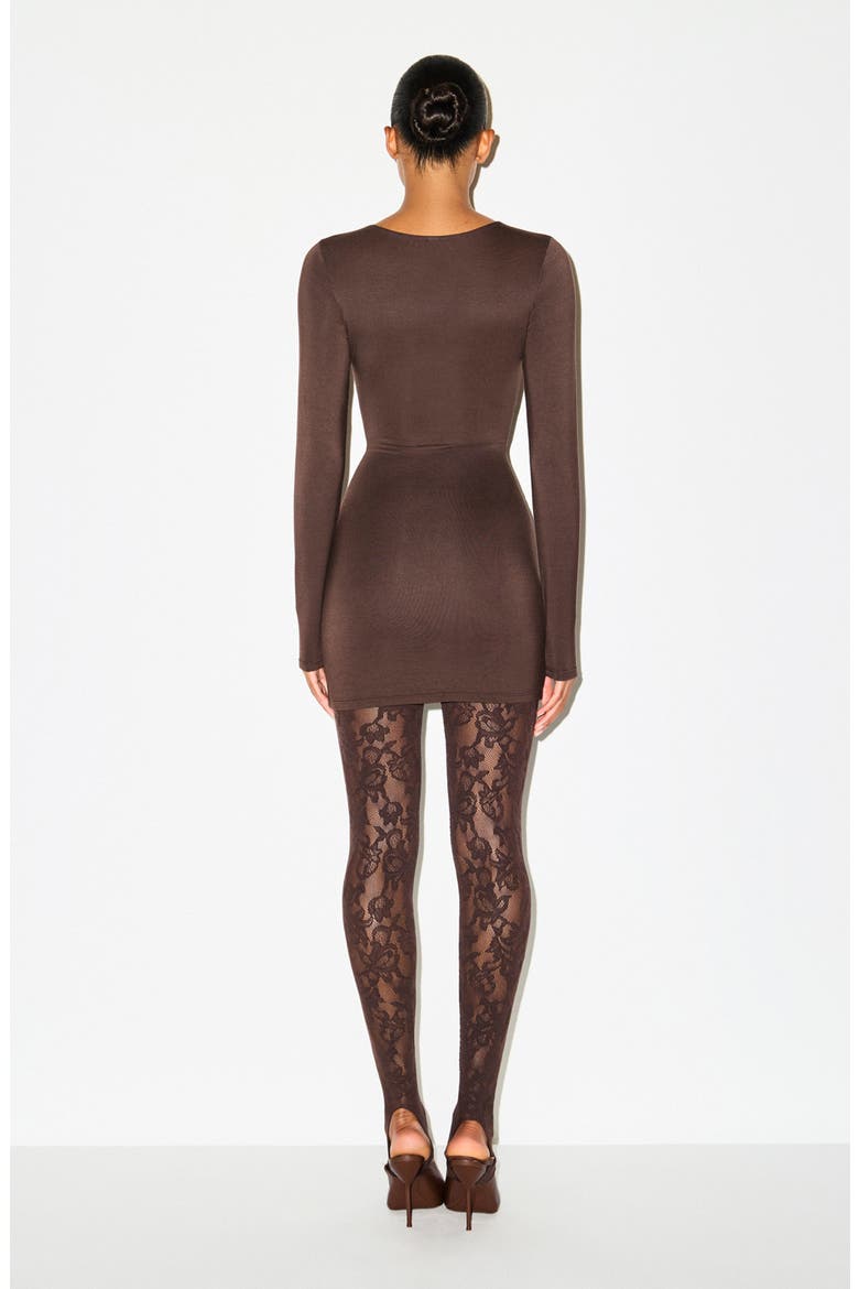 Smooth Layers Crewneck Long Sleeve Minidress, Alternate, color, ESPRESSO