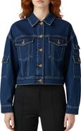 bebe The Cargo Crop Denim Jacket