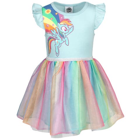 Rainbow Dash Short Sleeve Tulle Dress (Toddler, Little Kid & Big Kid)