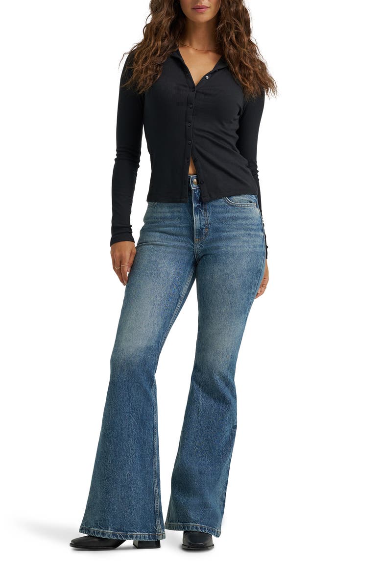 High Waist Flare Leg Jeans, Alternate, color, INDIGO CAST