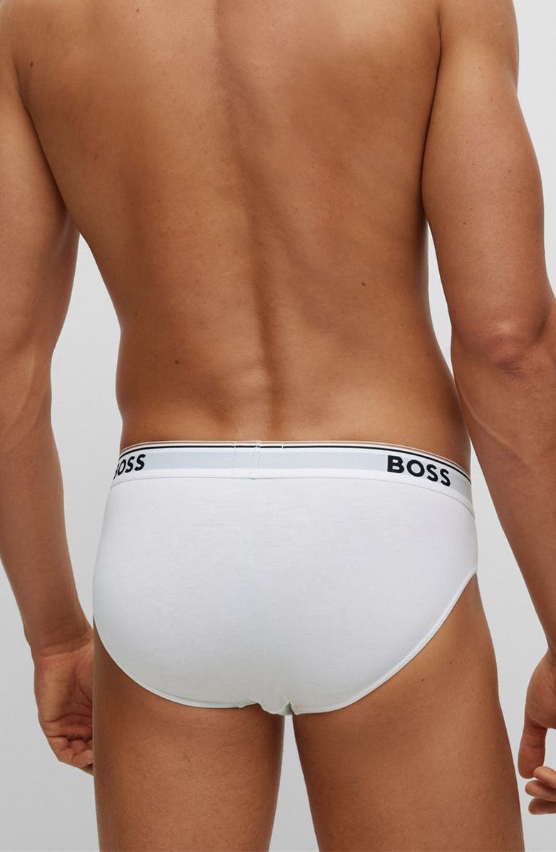 BOSS 3-Pack Power Stretch Cotton Briefs, Alternate, color, White