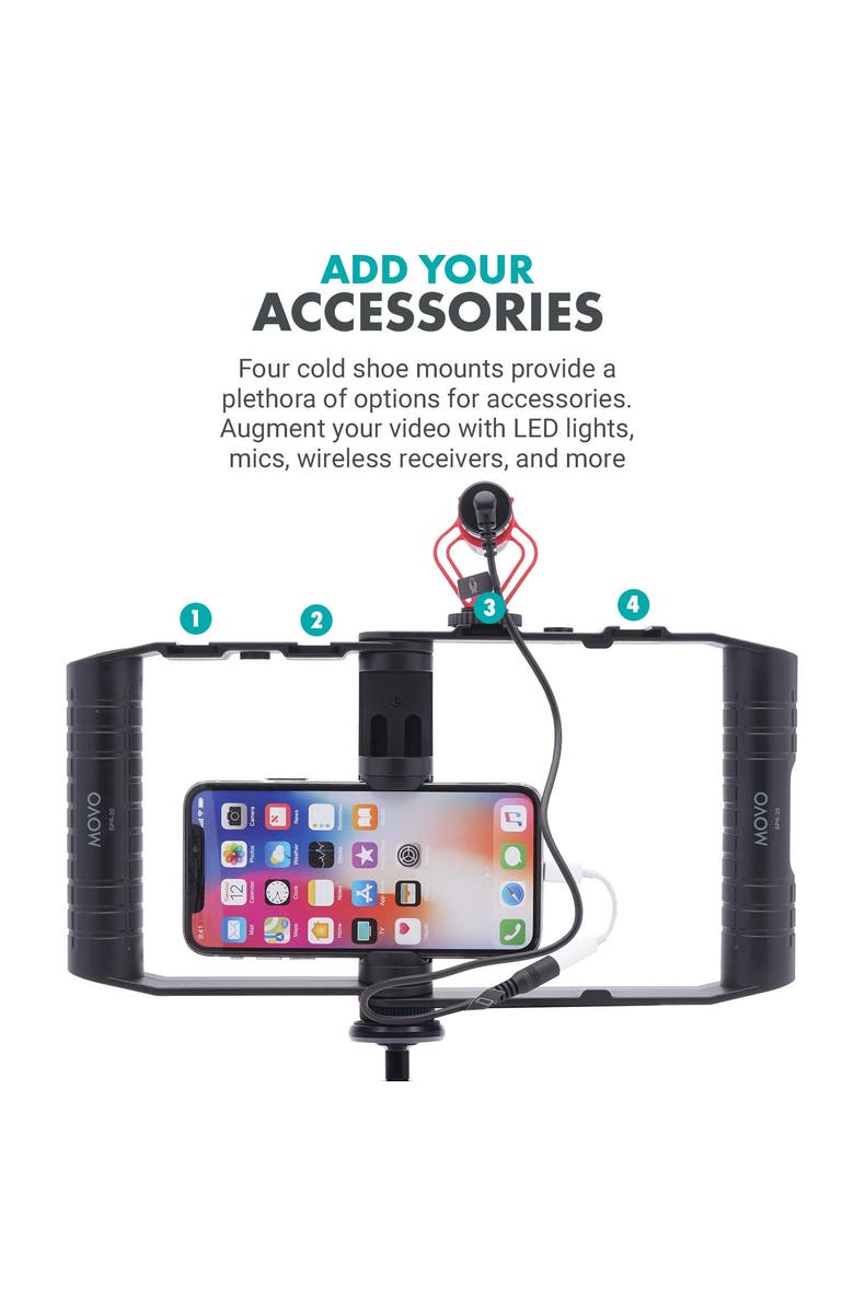 MOVO SPR-20 Foldable Smartphone Video Rig Cage, Alternate, color, Black