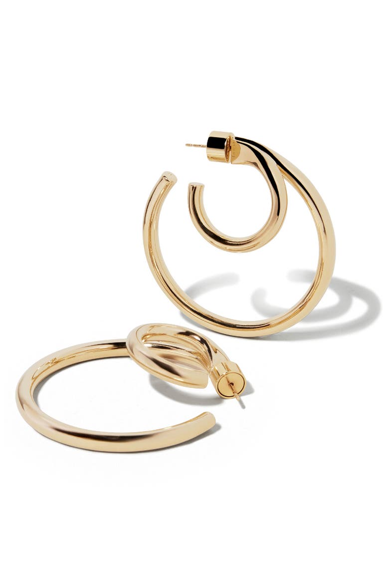 Double Lilly Baby Hoops, 1.5-Inch, Alternate, color, GOLD