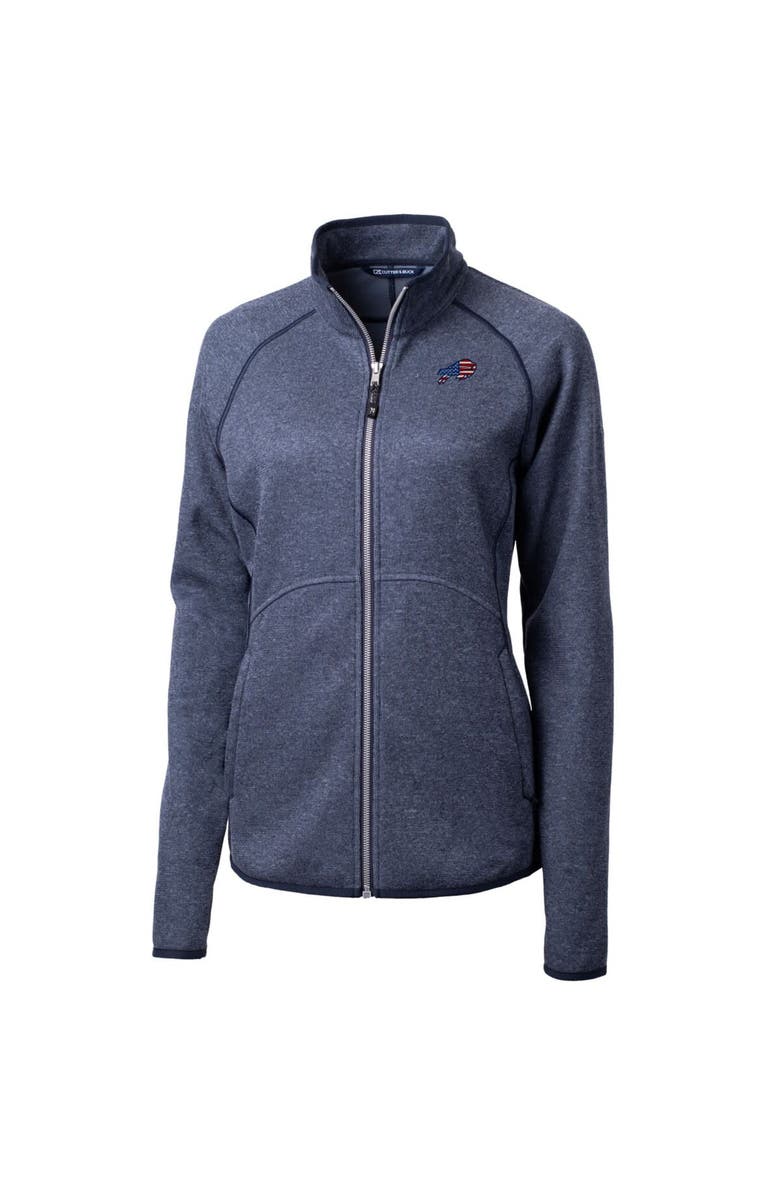 Cutter & Buck Women's Cutter & Buck Heathered Navy Buffalo Bills Mainsail Sweater Knit Fleece Full-Zip Jacket, Alternate, color, 