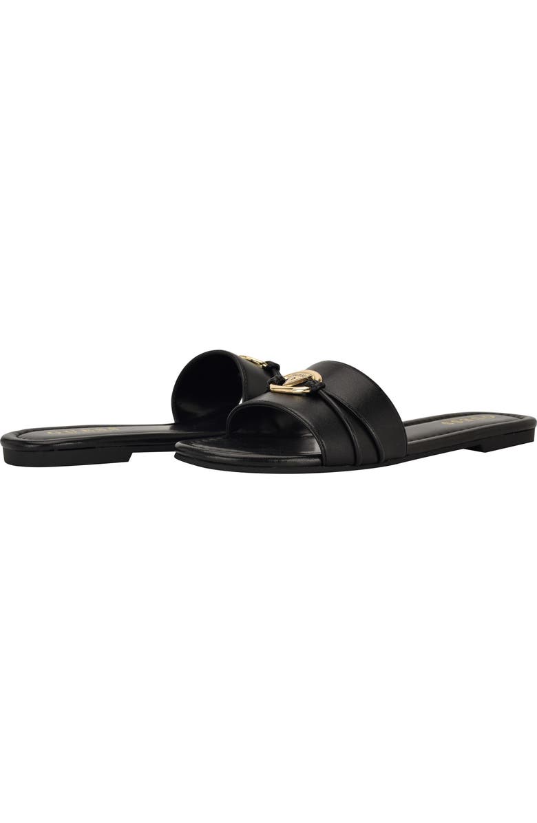 GUESS <p>Flynzy Faux Leather Slide Sandal (Women)</p>, Alternate, color, Black