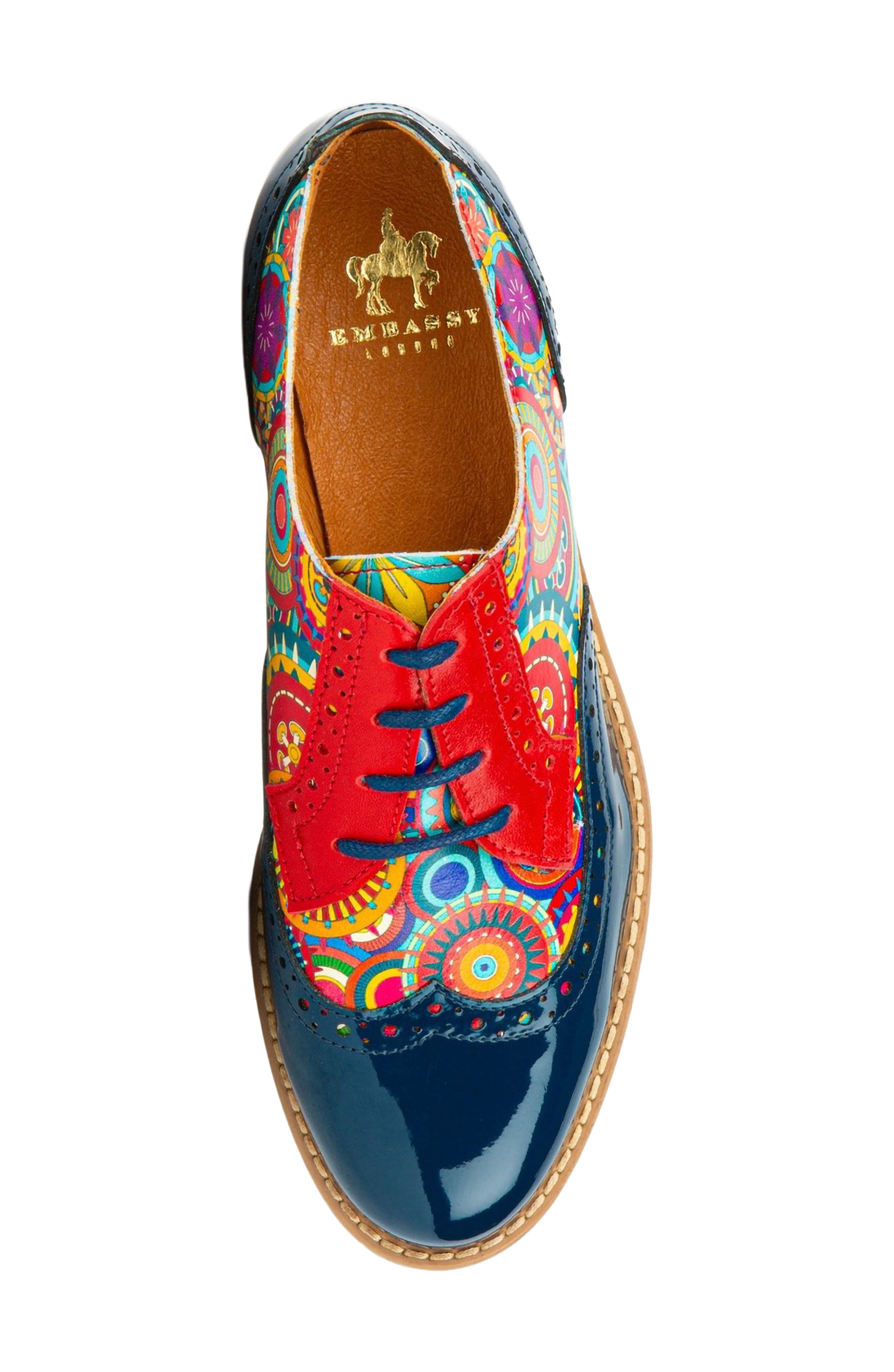 Lace-Up Water Resistant Brogue Oxfords, Alternate, color, BLUE