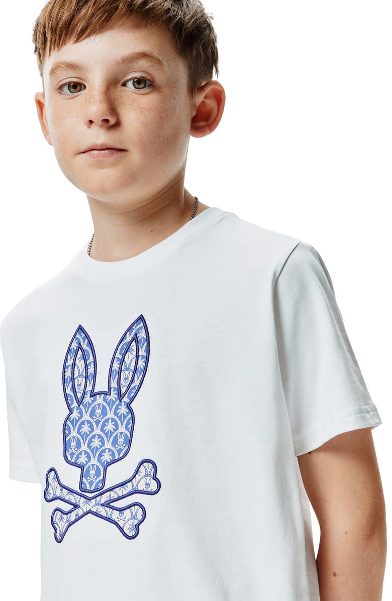 Psycho Bunny Kids' Brad Embroidered Appliqué Pima Cotton T-Shirt, Alternate, color, White