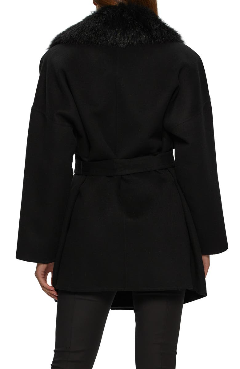 GORSKI Loro Piana Wool And Cashmere Blend Belted Jacket With Detachable Toscana Trim, Alternate, color, Black/Black