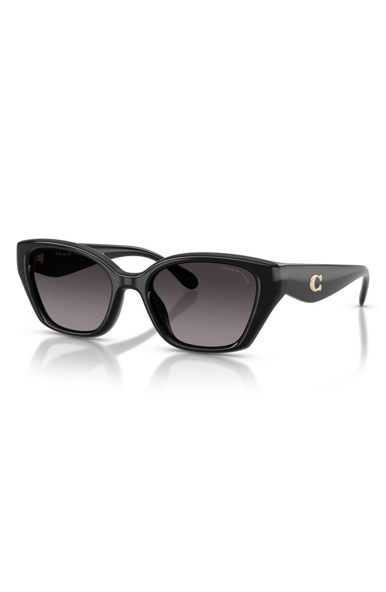 COACH 53mm Gradient Polarized Irregular Sunglasses, Alternate, color, Black / Grey Gradient Polar