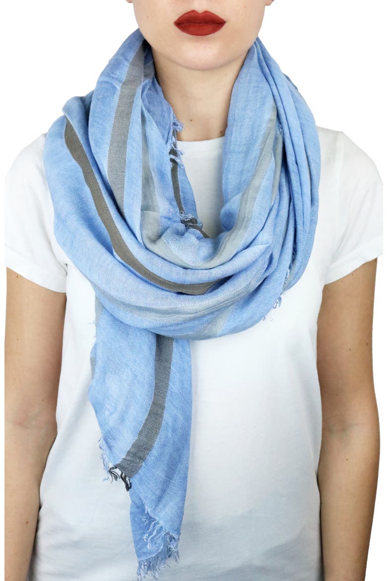 Reversible Yarn Dyed Fringe Scarf, Main, color, BLUE