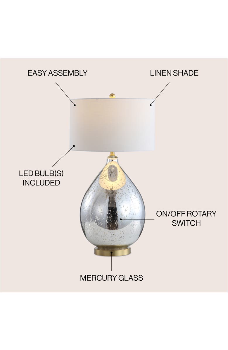 JONATHAN Y Sasha 30.75" Glass/Metal LED Table Lamp, Mercury Silver, Alternate, color, Mercury Silver