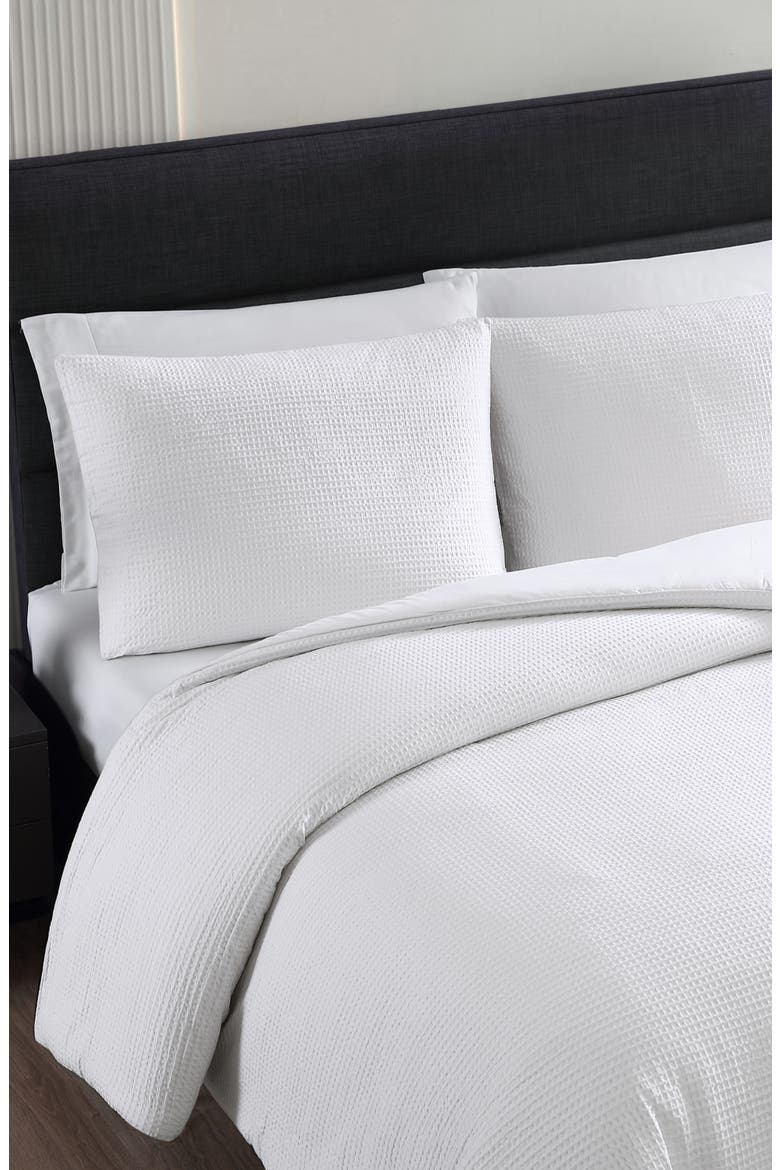 Waffle Piqué Comforter & Shams Set, Alternate, color, WHITE