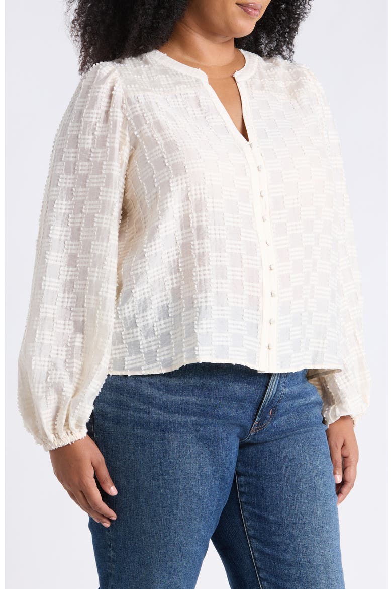 Long Sleeve Button-Up Top, Alternate, color, IVORY ANTIQUE
