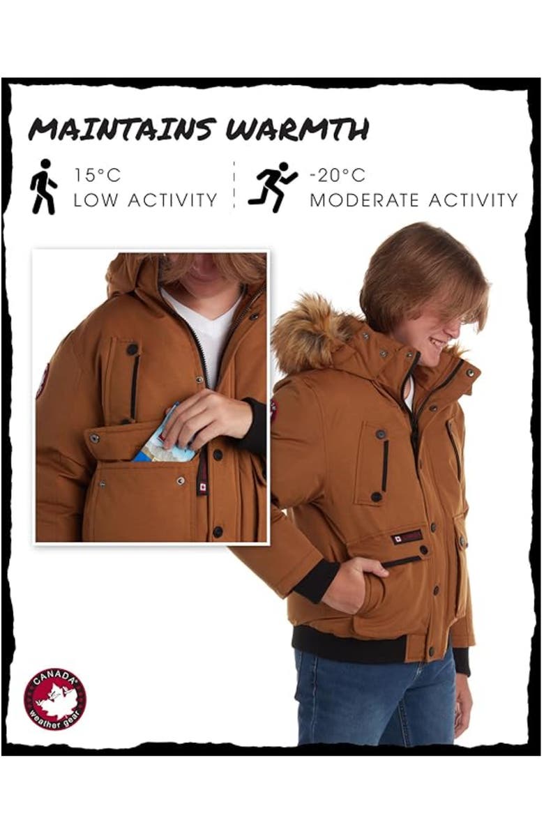 CANADA WEATHER GEAR Boys' Winter Bomber Jacket, Alternate, color, Oak