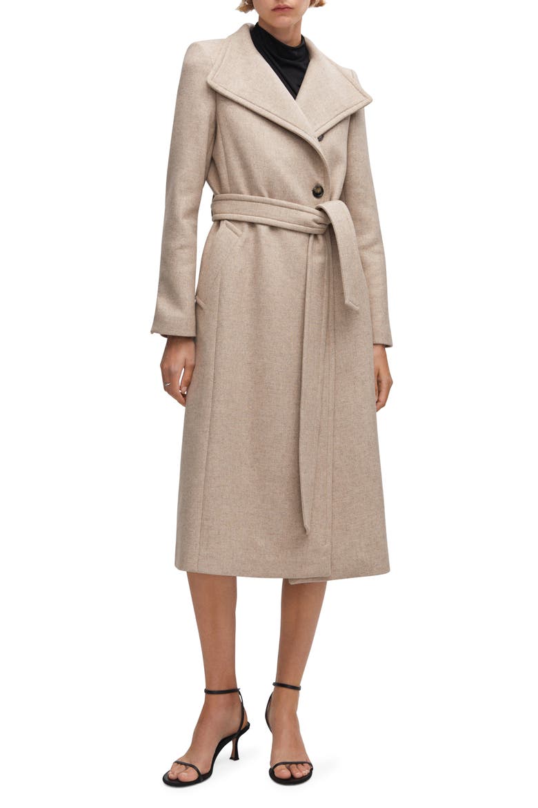 Longline Wool Blend Coat, Main, color, MEDIUM BROWN