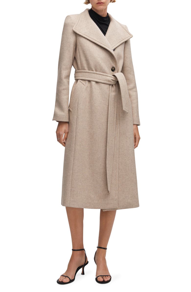 MANGO Longline Wool Blend Coat, Main, color, 