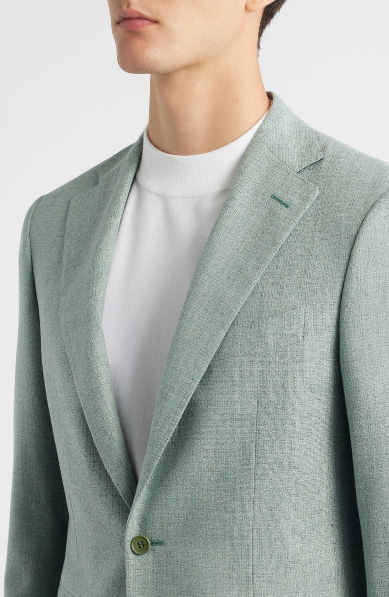 Canali Trim Fit Light Green Check Textured Silk & Wool Sport Coat, Alternate, color, Light Green