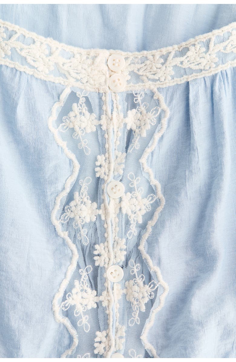 H&M Lace-trimmed Peplum Top, Alternate, color, Light Blue