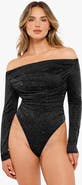 Popilush Shapewear Metallic Knit Long Sleeve Slimming Bodysuit