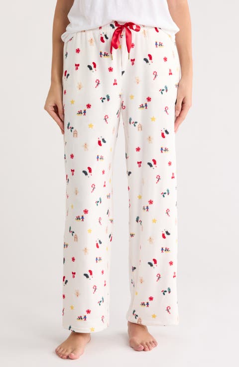 Print Fleece Pajama Pants