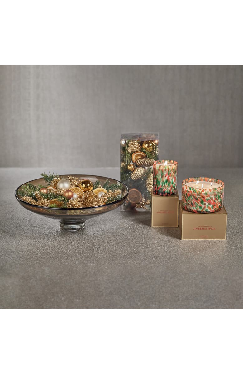 Zodax Ambered Spice Spangled Three-Wick Jar Candle, Alternate, color, Red/ Green/ Gold