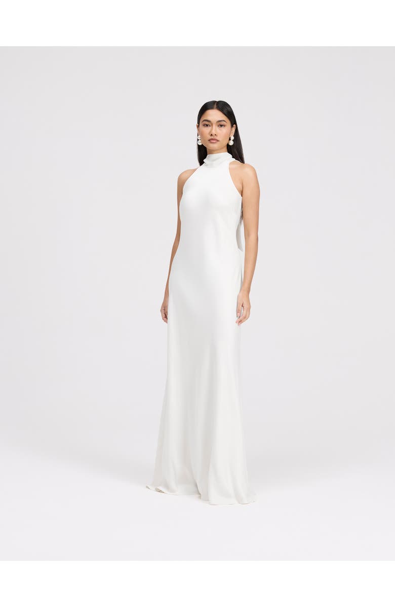 Ghost London Angelica High Neck Satin Maxi Dress, Main, color, Ivory