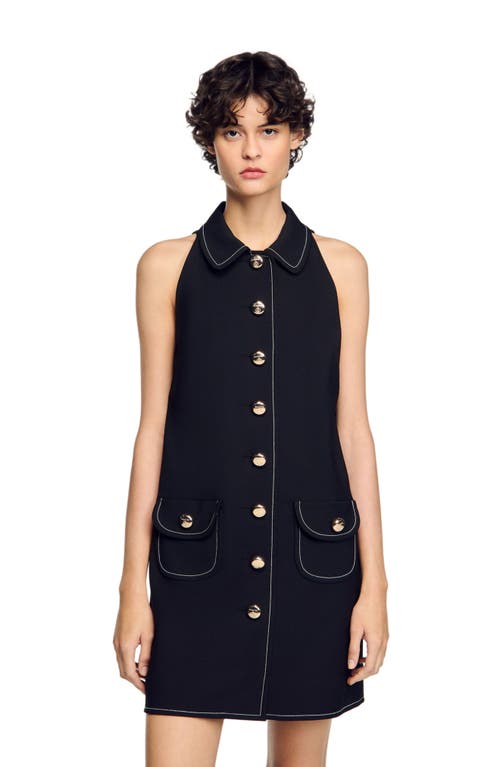 Sandro Peter Pan Collar Short Dress In Black