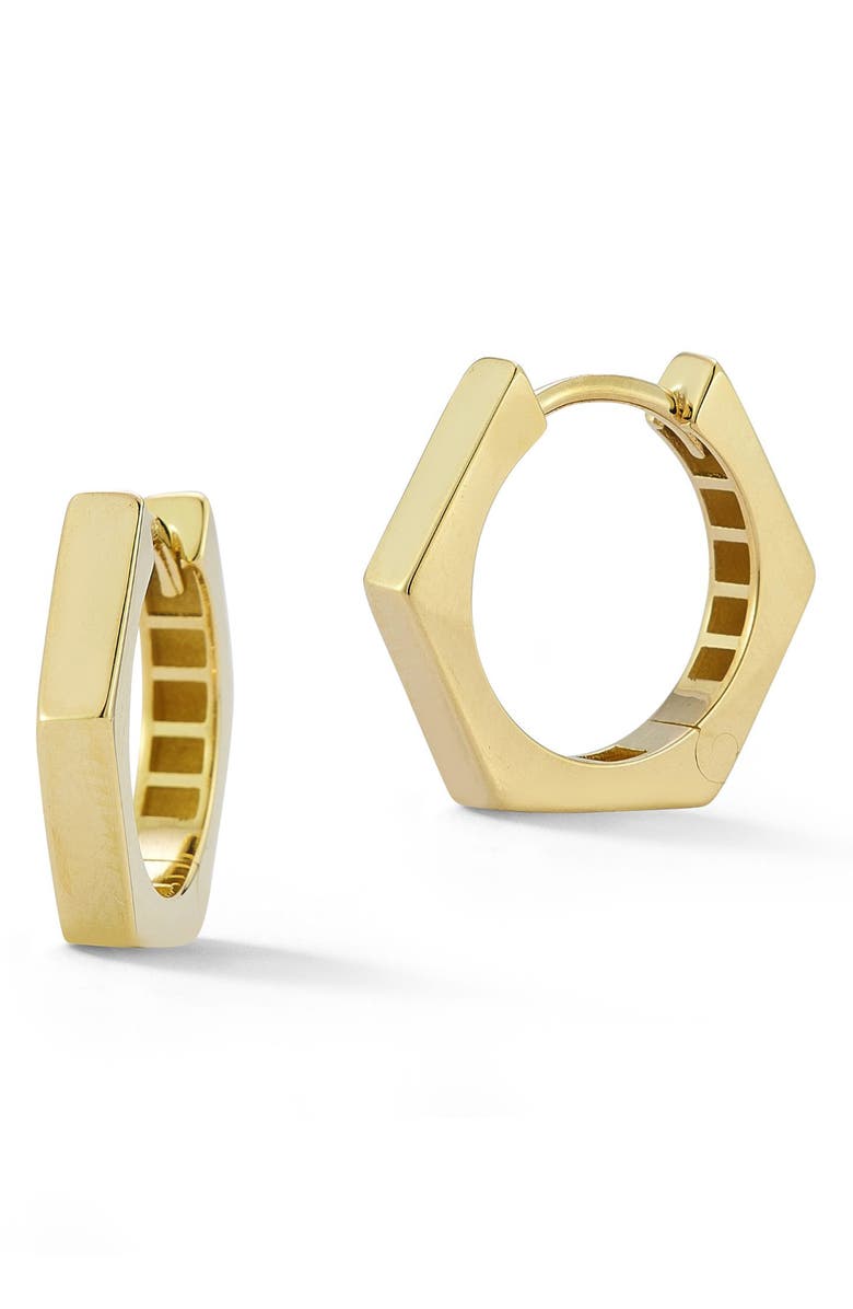 Ember Fine Jewelry 14K Gold Hexagon Hoop Earrings, Main, color, Gold