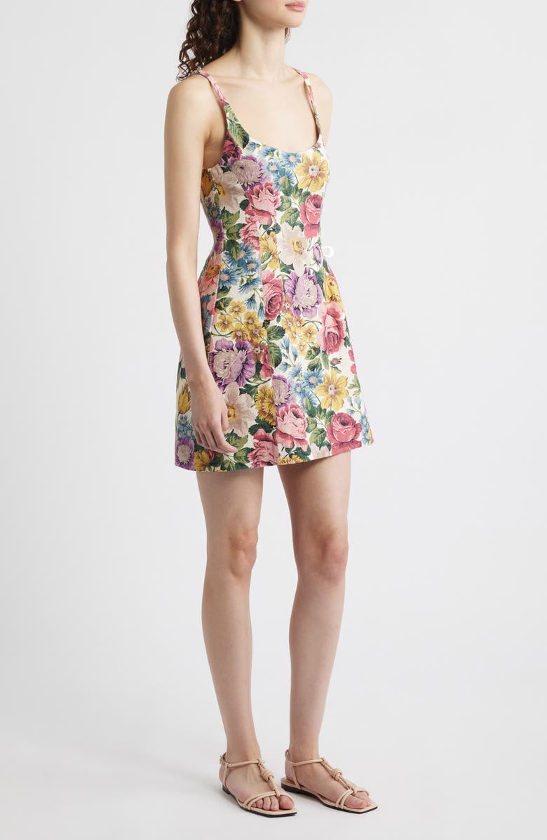 Faithfull the Brand Sanne Floral Linen Minidress, Alternate, color, Pink Colette Floral Multi