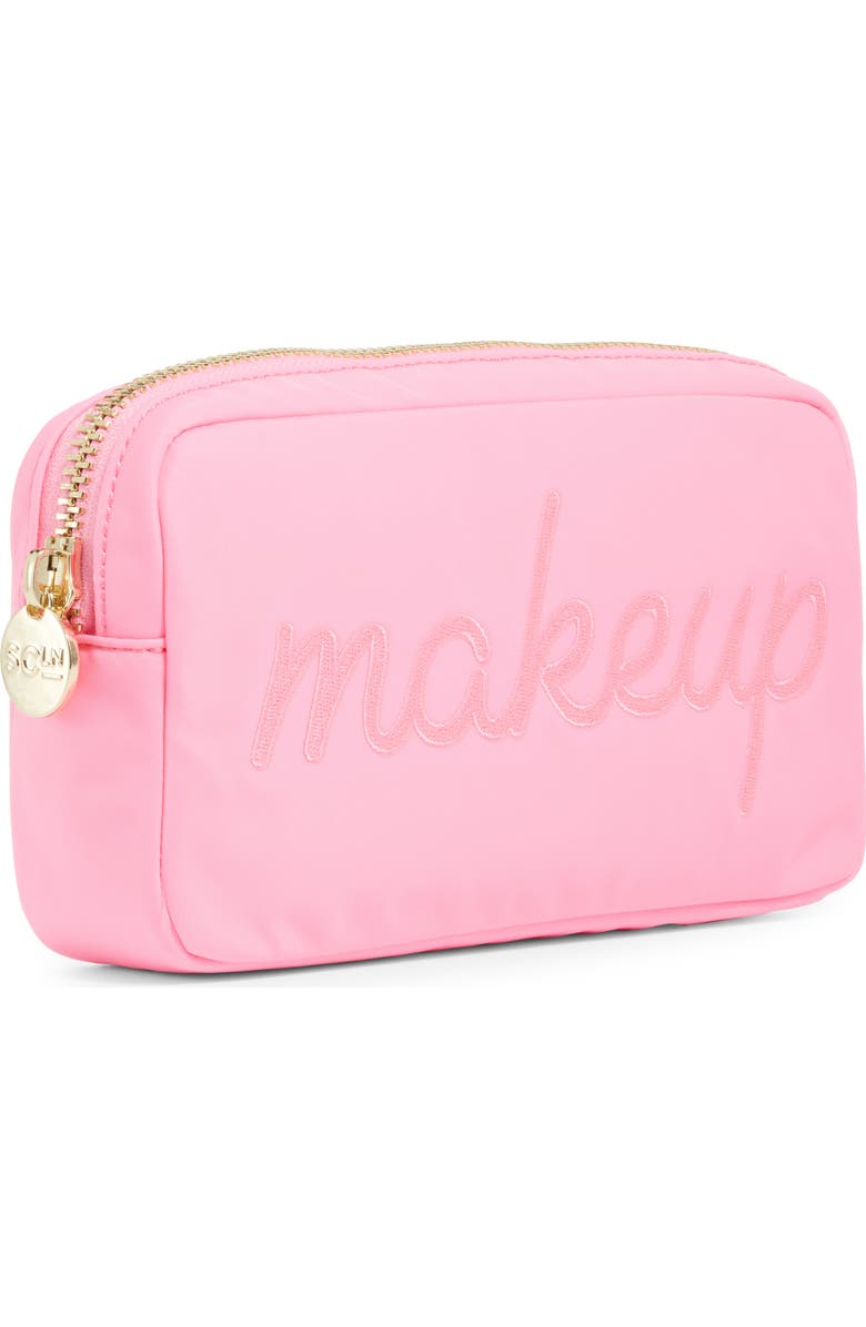 Stoney Clover Lane Makeup Embroidered Pouch, Alternate, color, Bubblegum