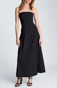 Kenneth Cole Strapless Stretch Poplin Maxi Dress
