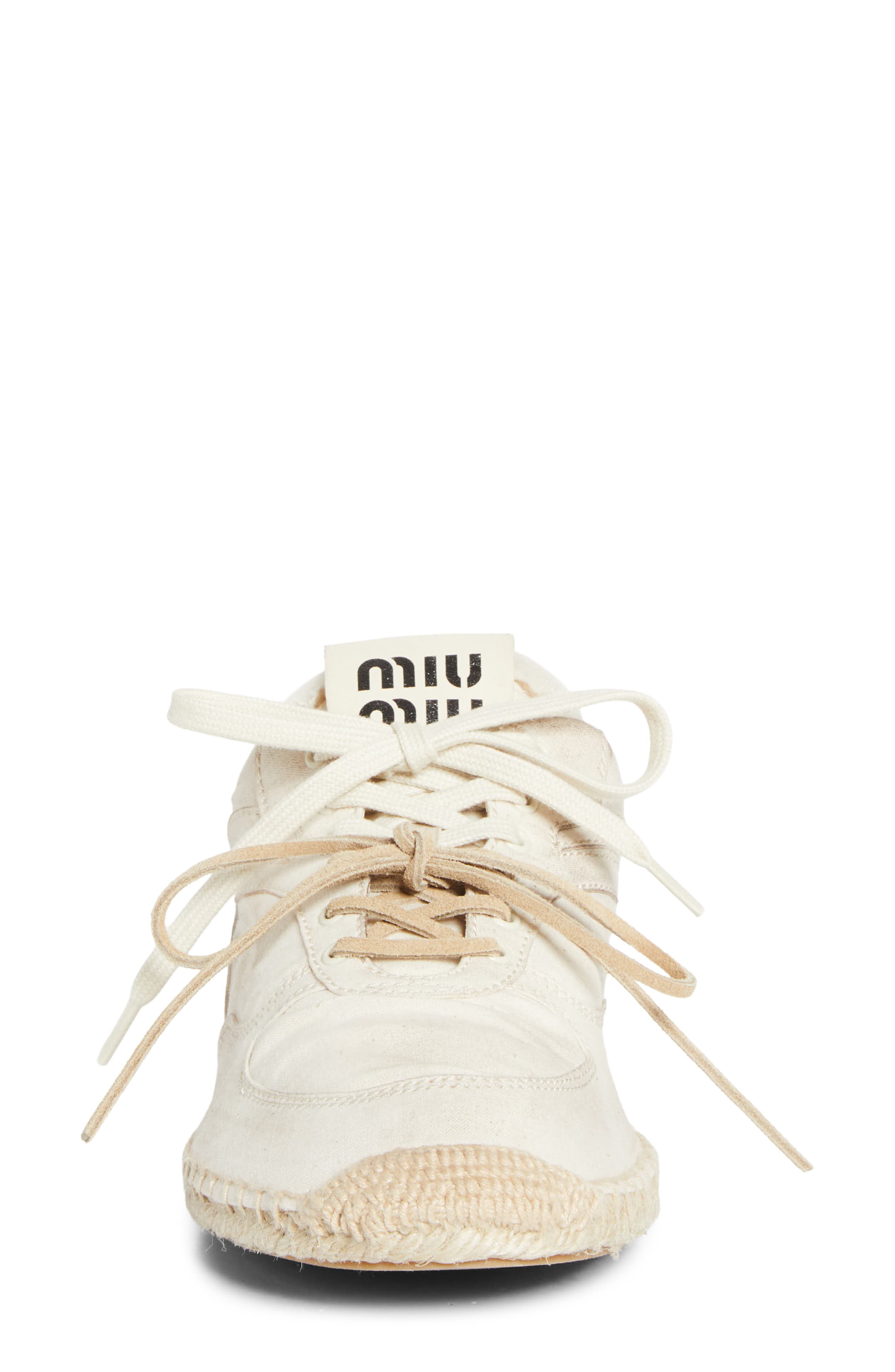 Miu Miu Espadrille Sneaker, Alternate, color, Ecru