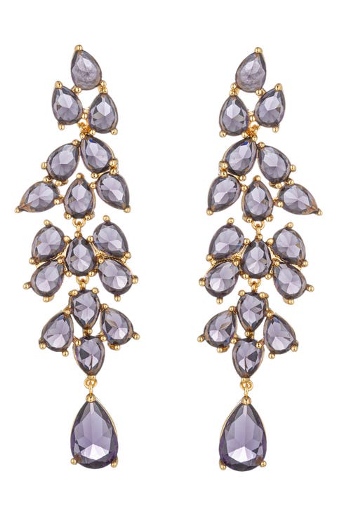 Alice Purple Cubic Zirconia Drop Earrings
