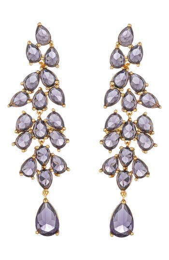 Eye Candy Los Angeles Alice Purple Cubic Zirconia Drop Earrings In Purple