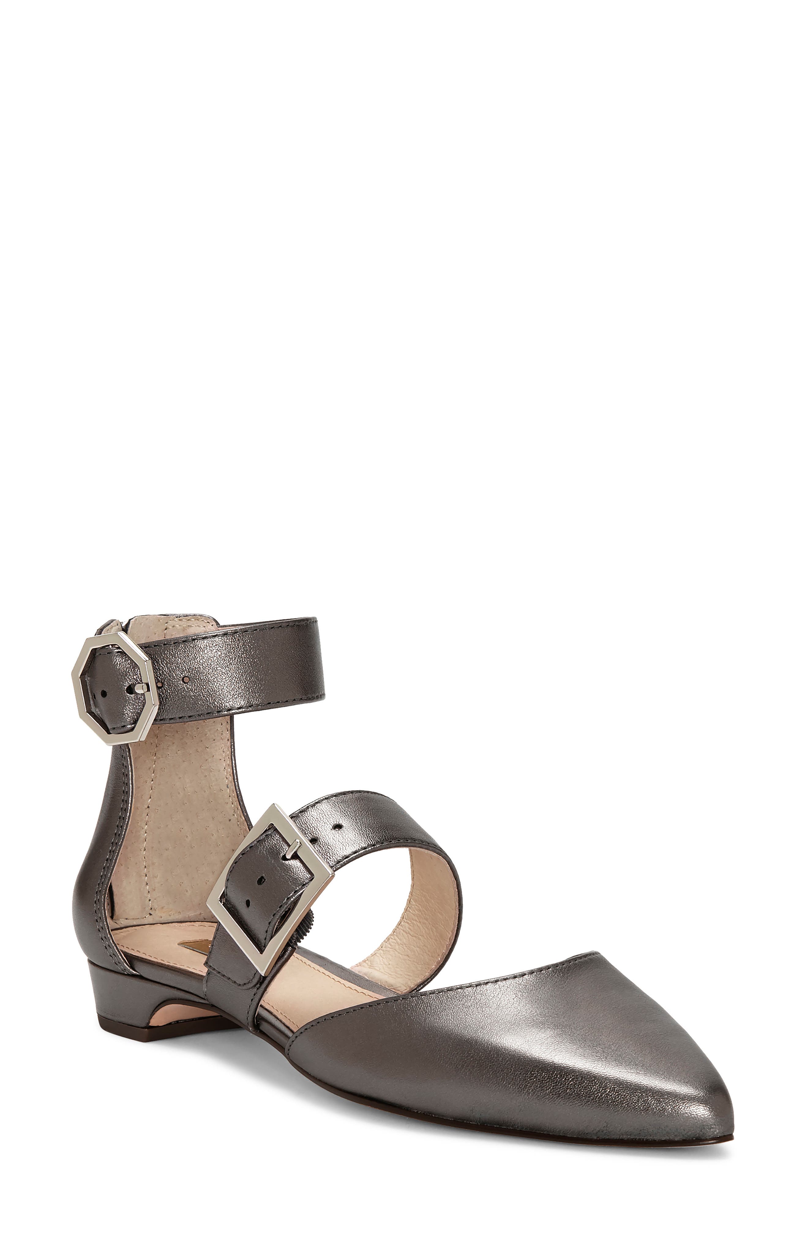 Corriett Ankle Strap Sandal, Main, color, GUNMETAL METALLIC