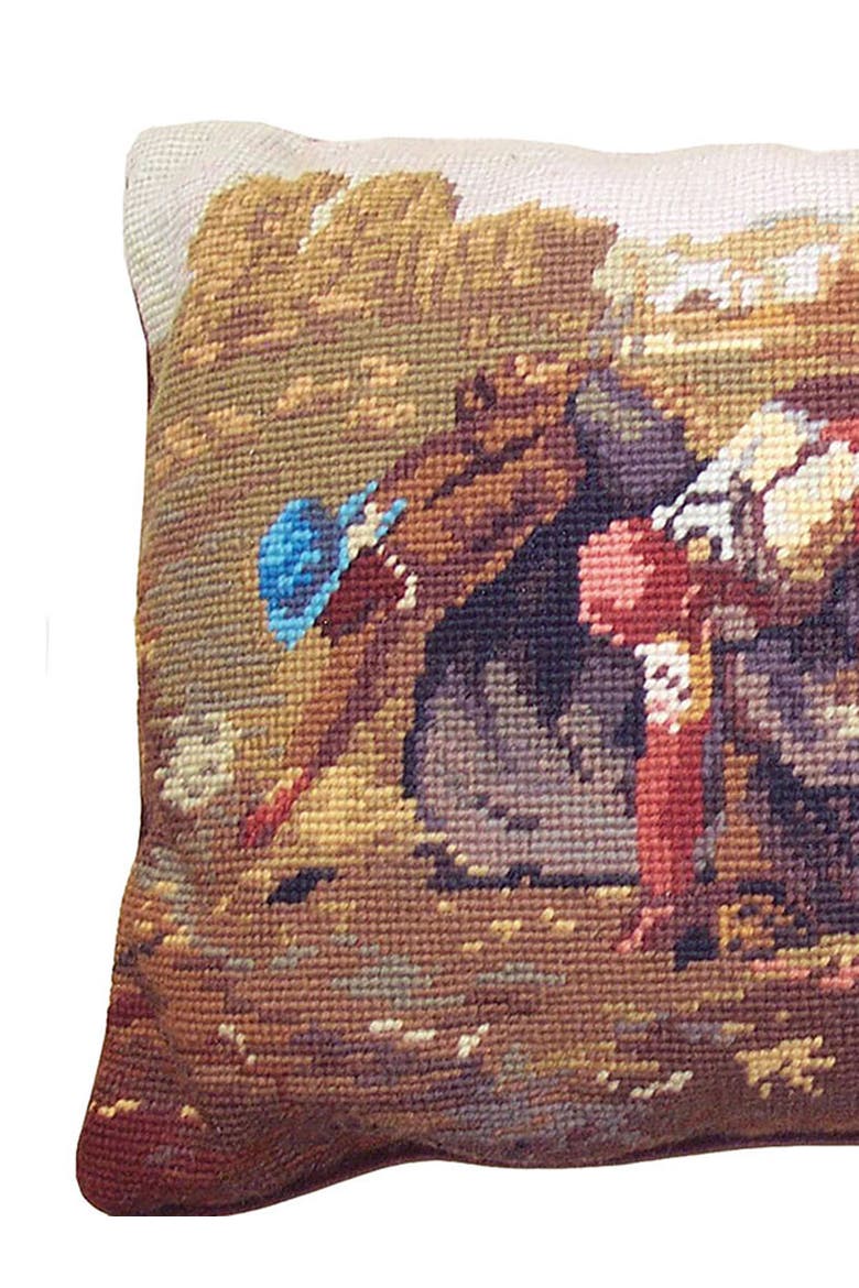 Gleaners Needlepoint Pillow, 12" x 16", Alternate, color, Brown