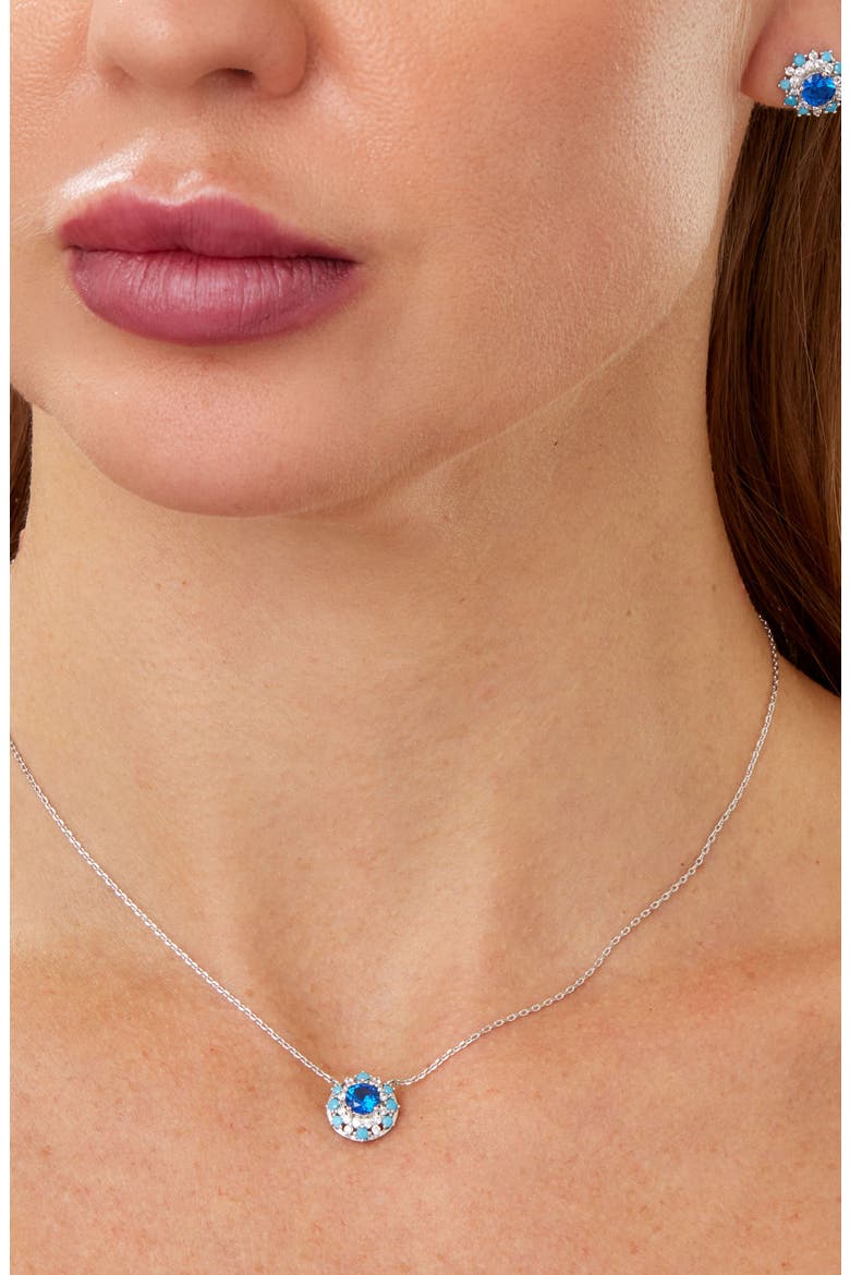 Blue Halo Pendant Necklace, Alternate, color, WHITE