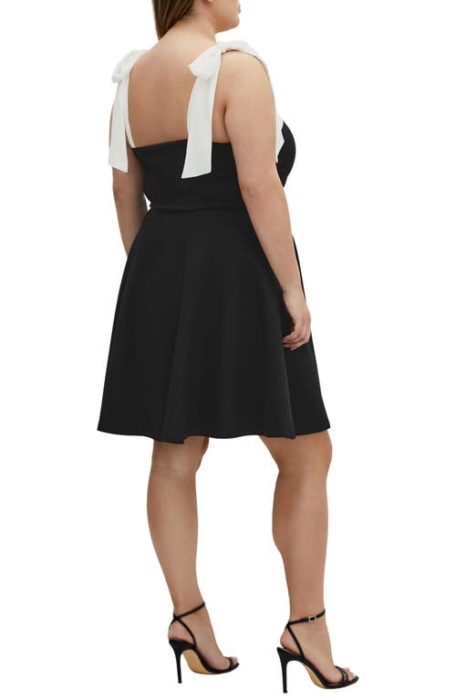 City Chic Nyla Tie Strap Fit & Flare Dress In Black