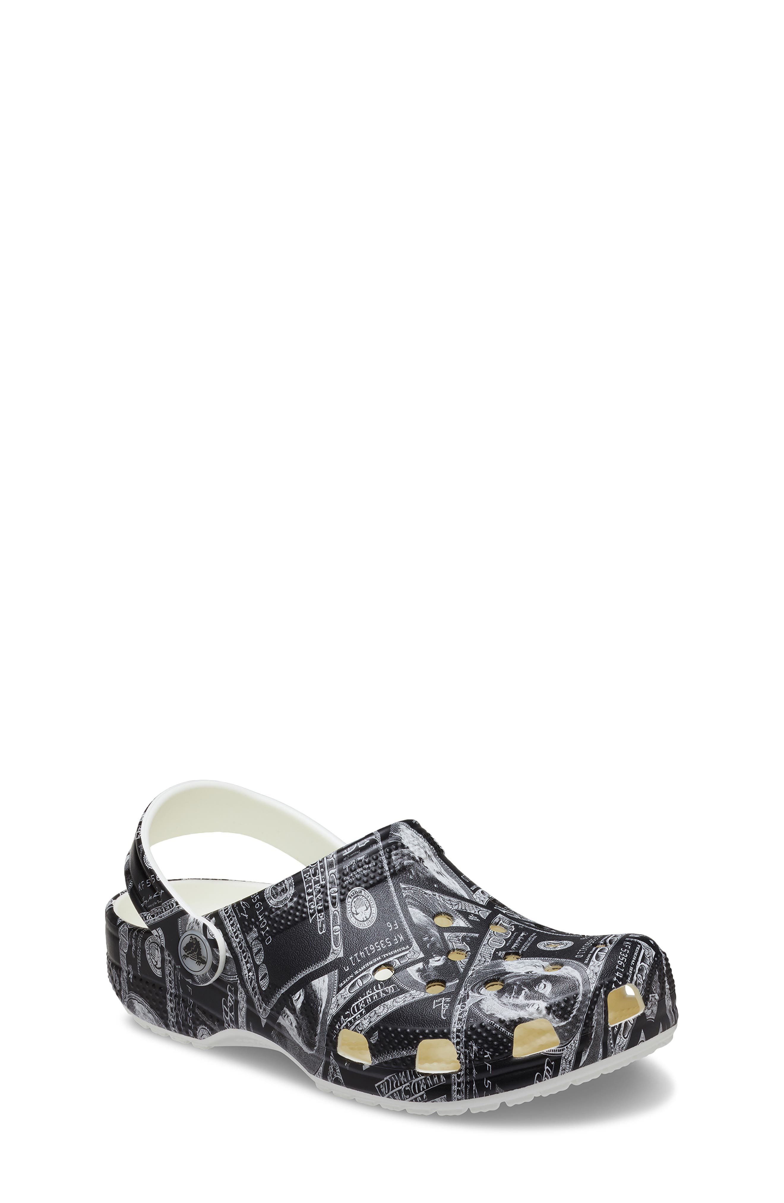 CROCS Kids Classic Crackle Glow in the Dark Clog, Main, color, Glow Green