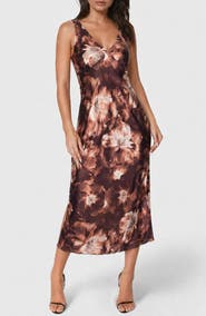 bebe Crepe V-Neck Maxi Dress