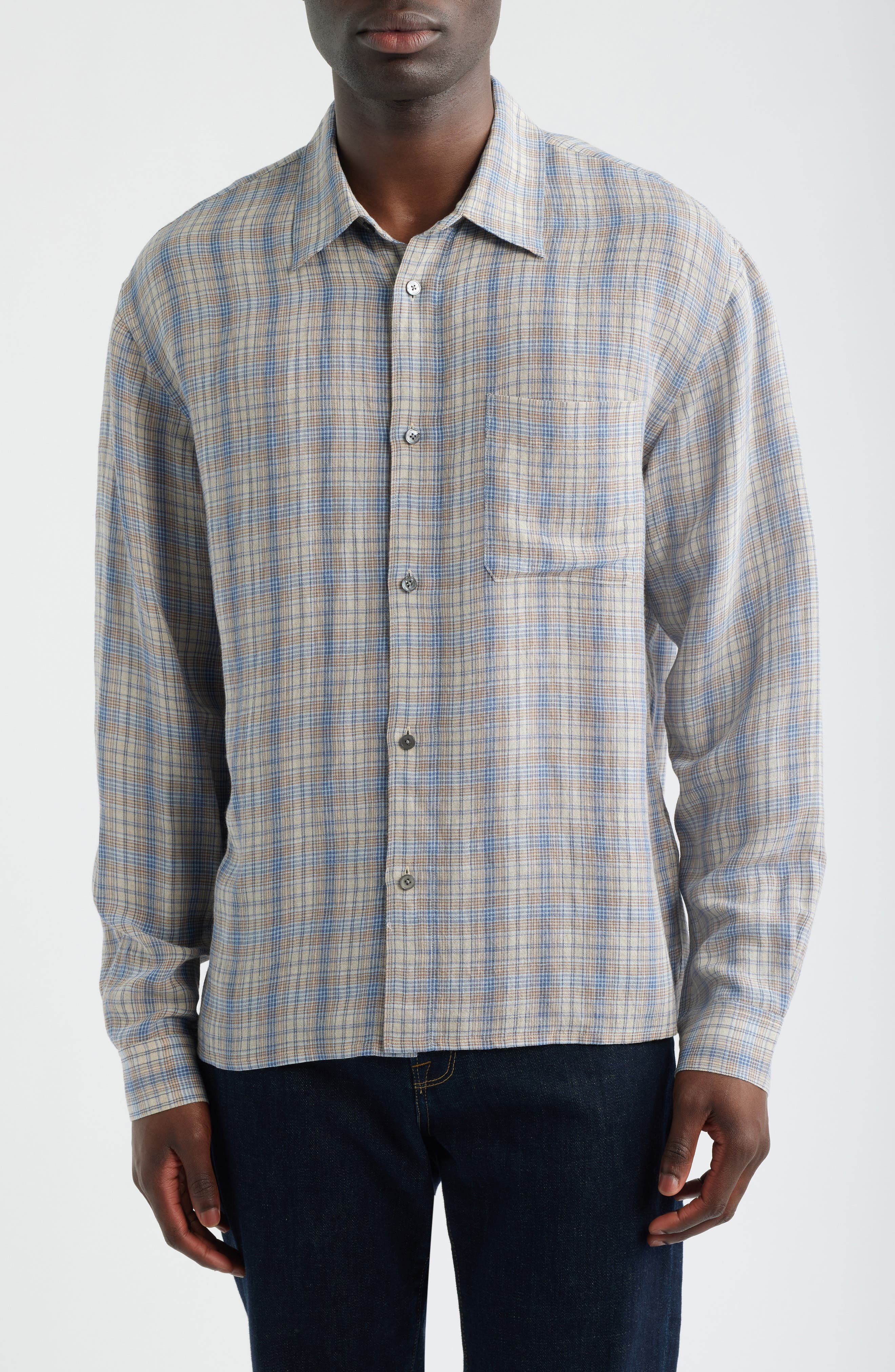 Plaid Button-Up Shirt