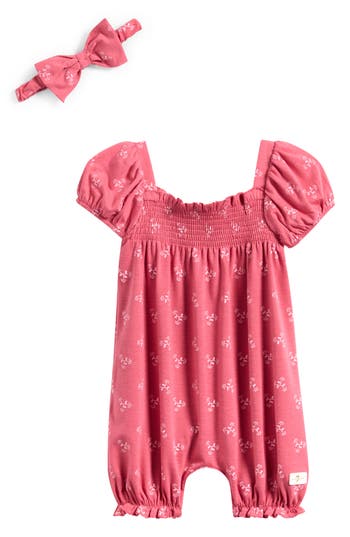7 For All Mankind Romper & Headband Set In Pink