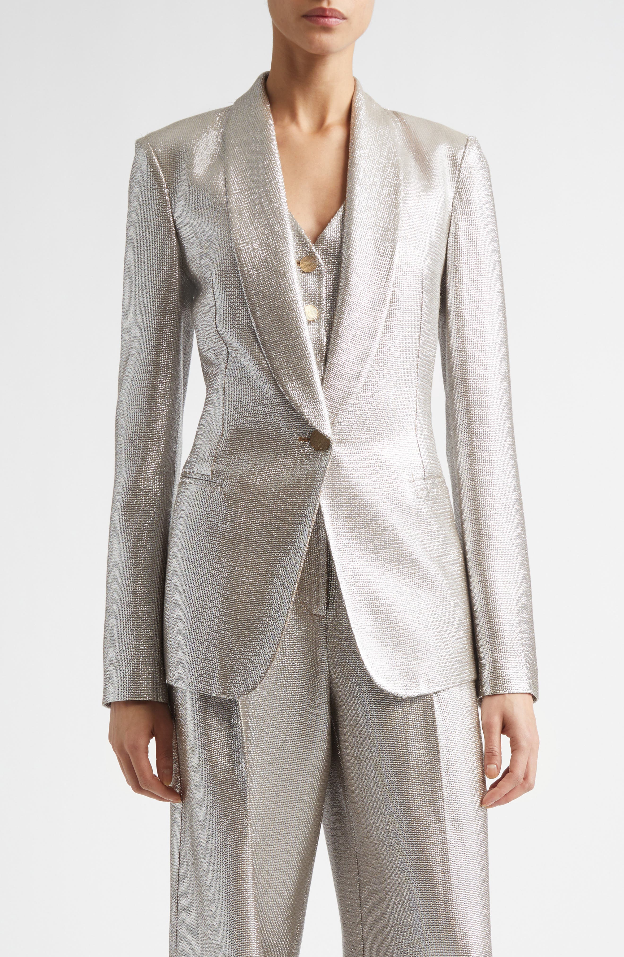 Shawl Collar Lame Suiting Jacket