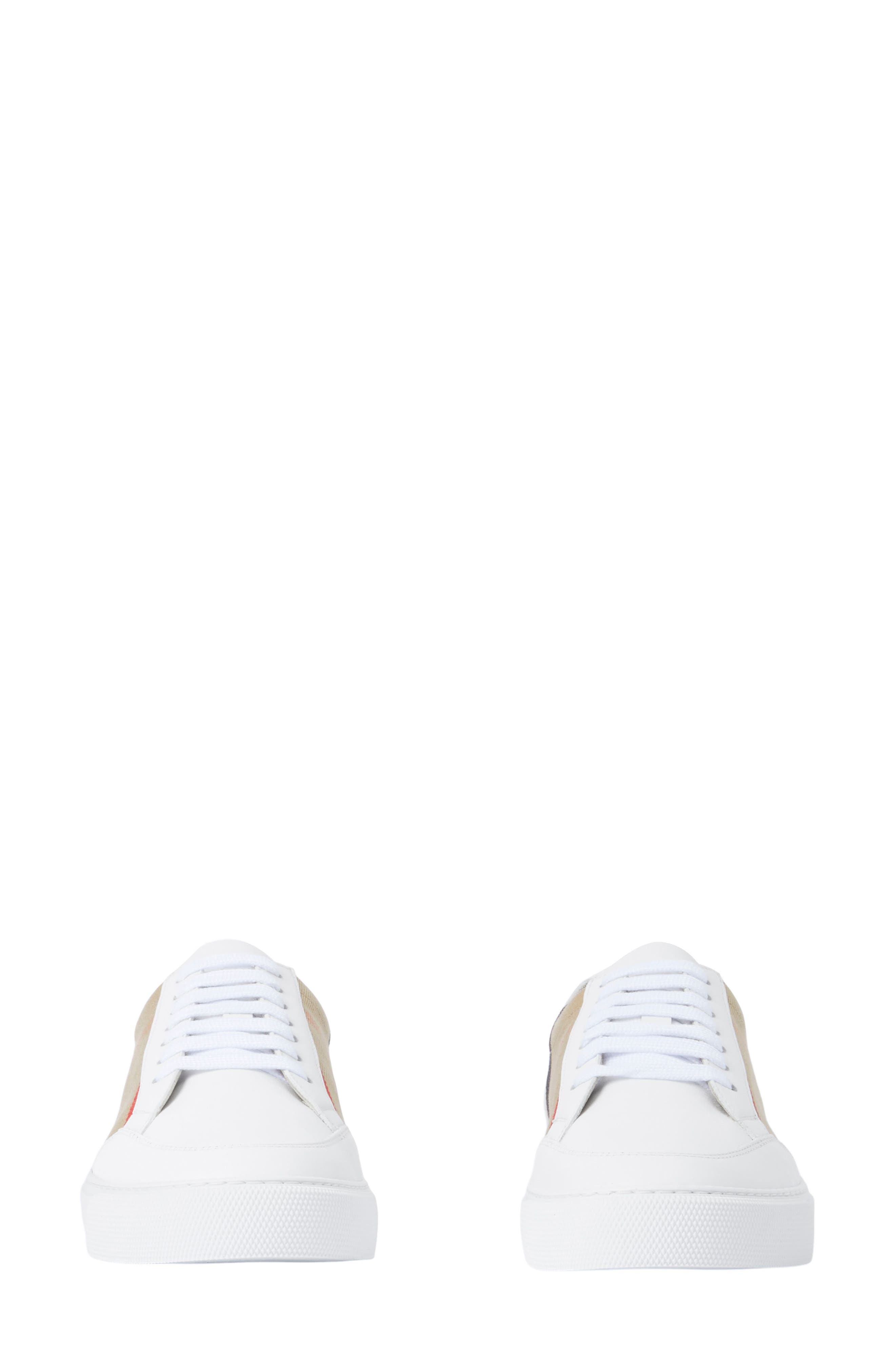 Burberry Salmond Check Low Top Sneaker, Alternate, color, Optic White