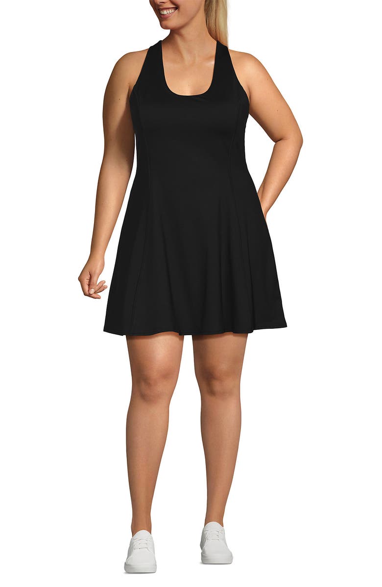 Lands' End Plus Size Active High Impact Skater Skirt Dress, Main, color, 